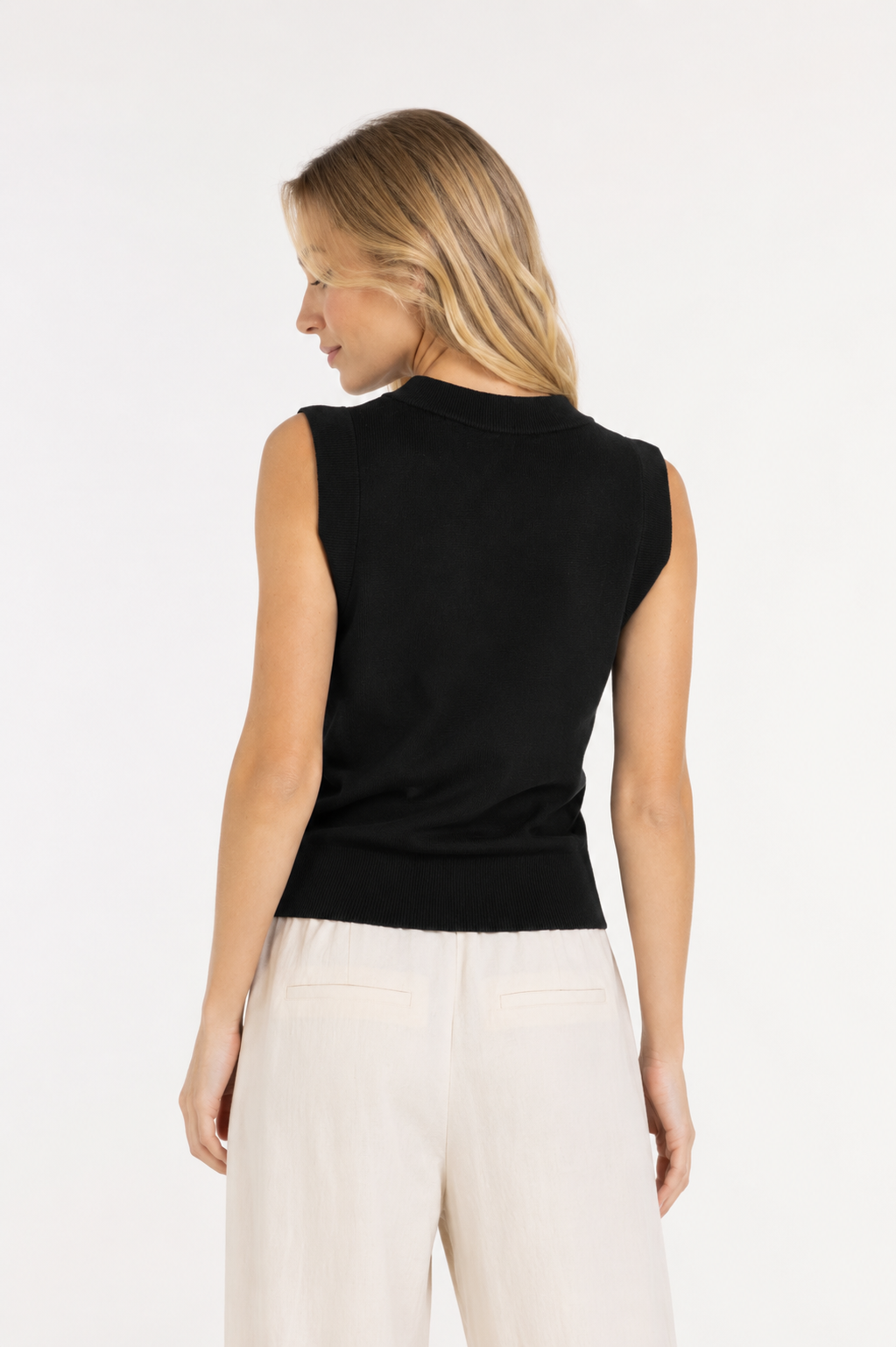 YAYA Ärmelloser Strickcardigan Black