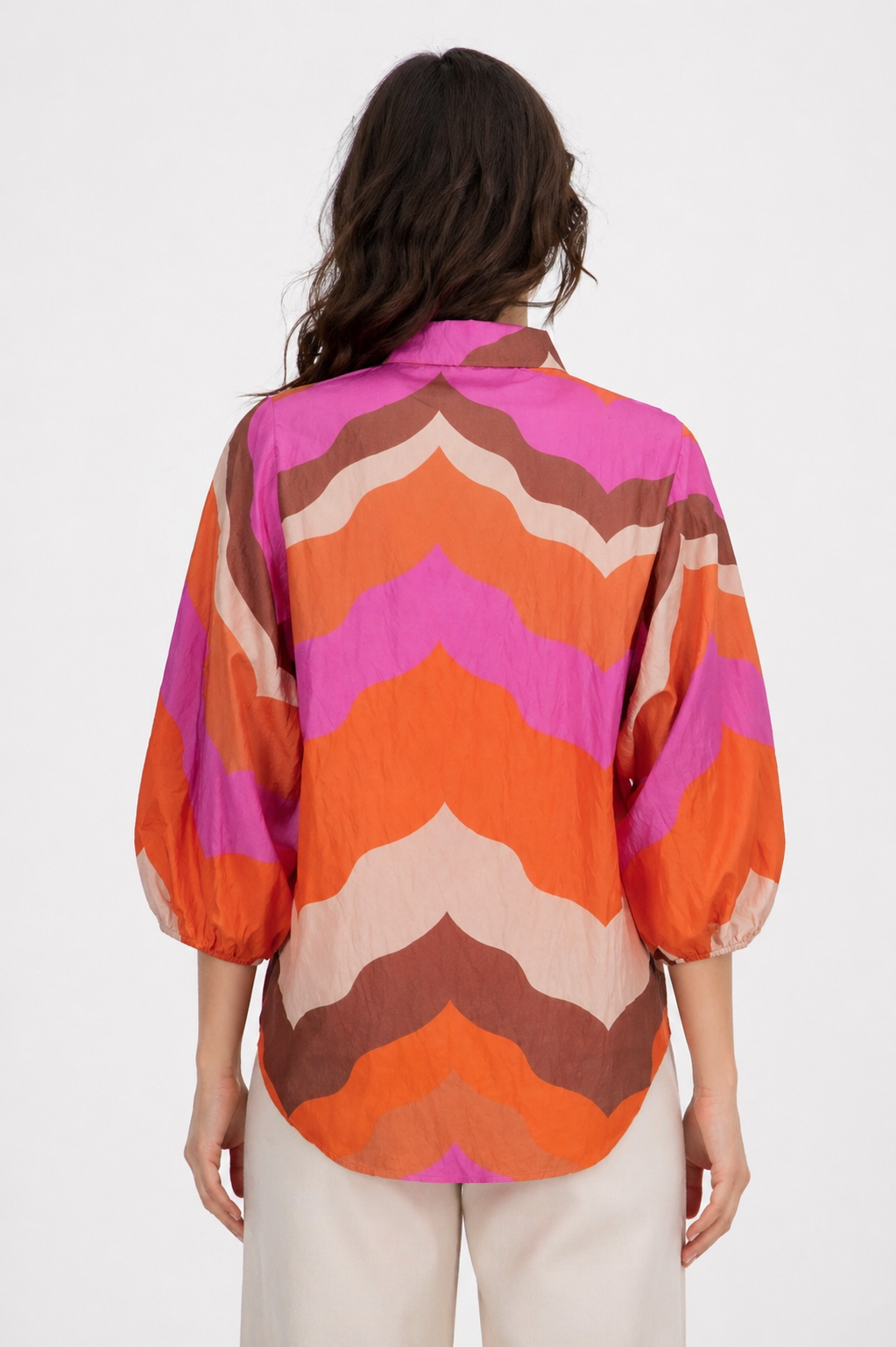 Geisha Bluse mit Wellenprint