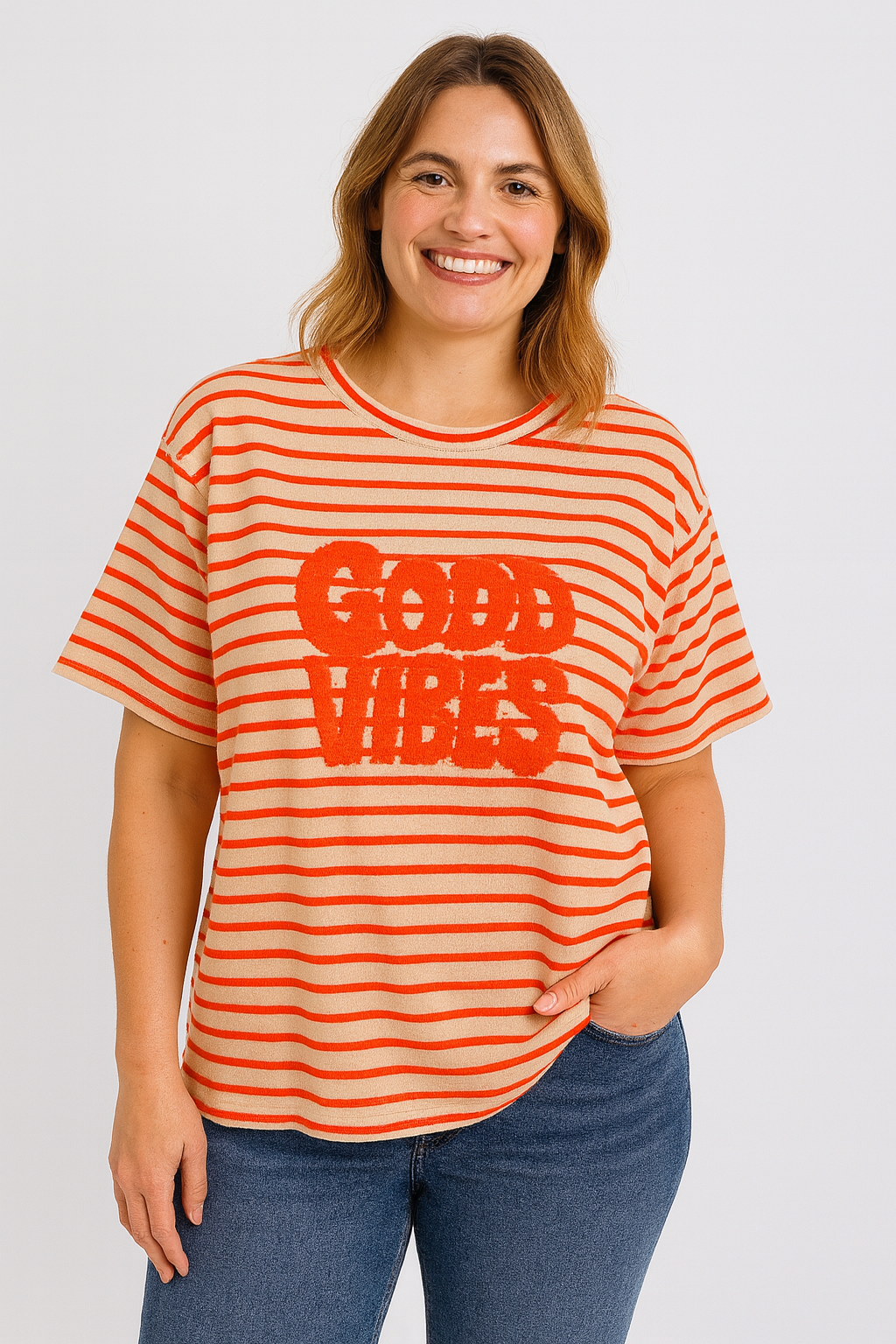 T-Shirt Good Vibes – Stripes & Statement
