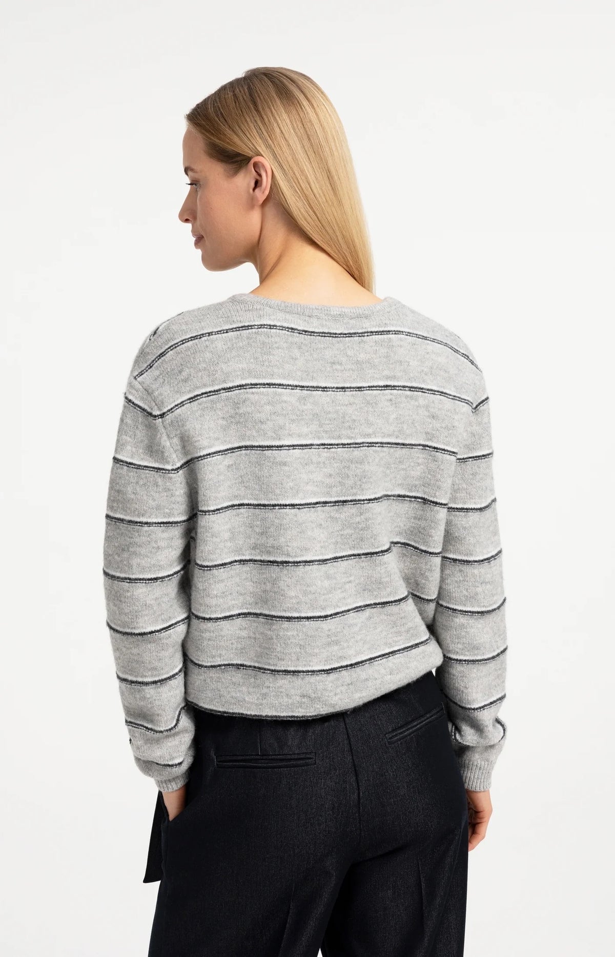 Strick-Cardigan mit Streifen und Kordelzug