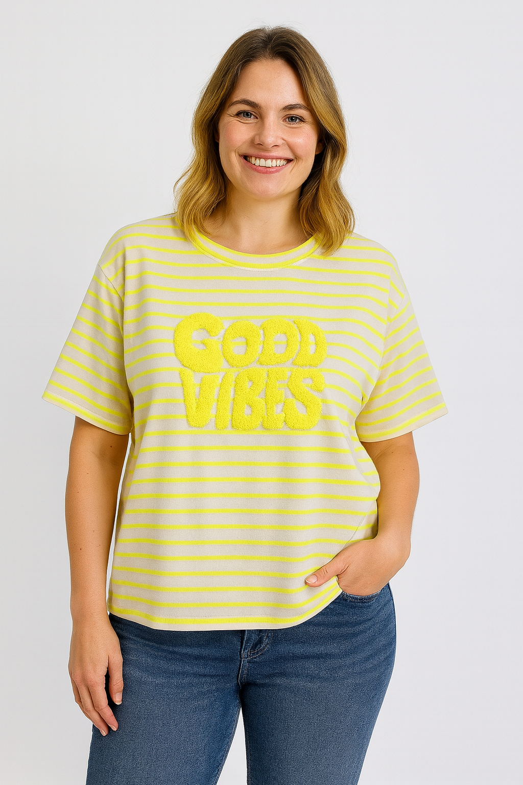 T-Shirt Good Vibes – Stripes & Statement