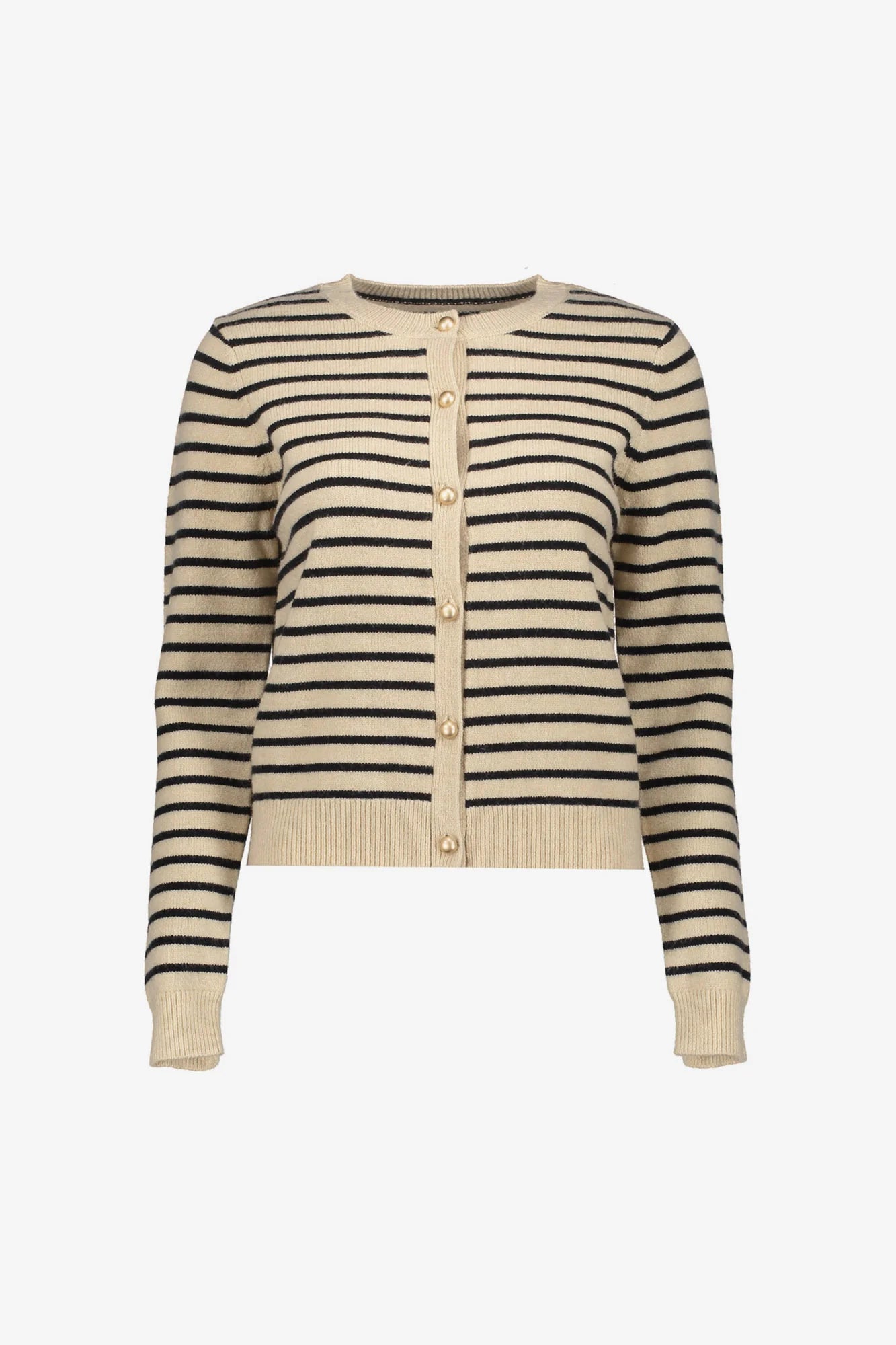 Geisha Damen-klassische Strickjacke mit Streifen und goldfarbenen Knöpfen