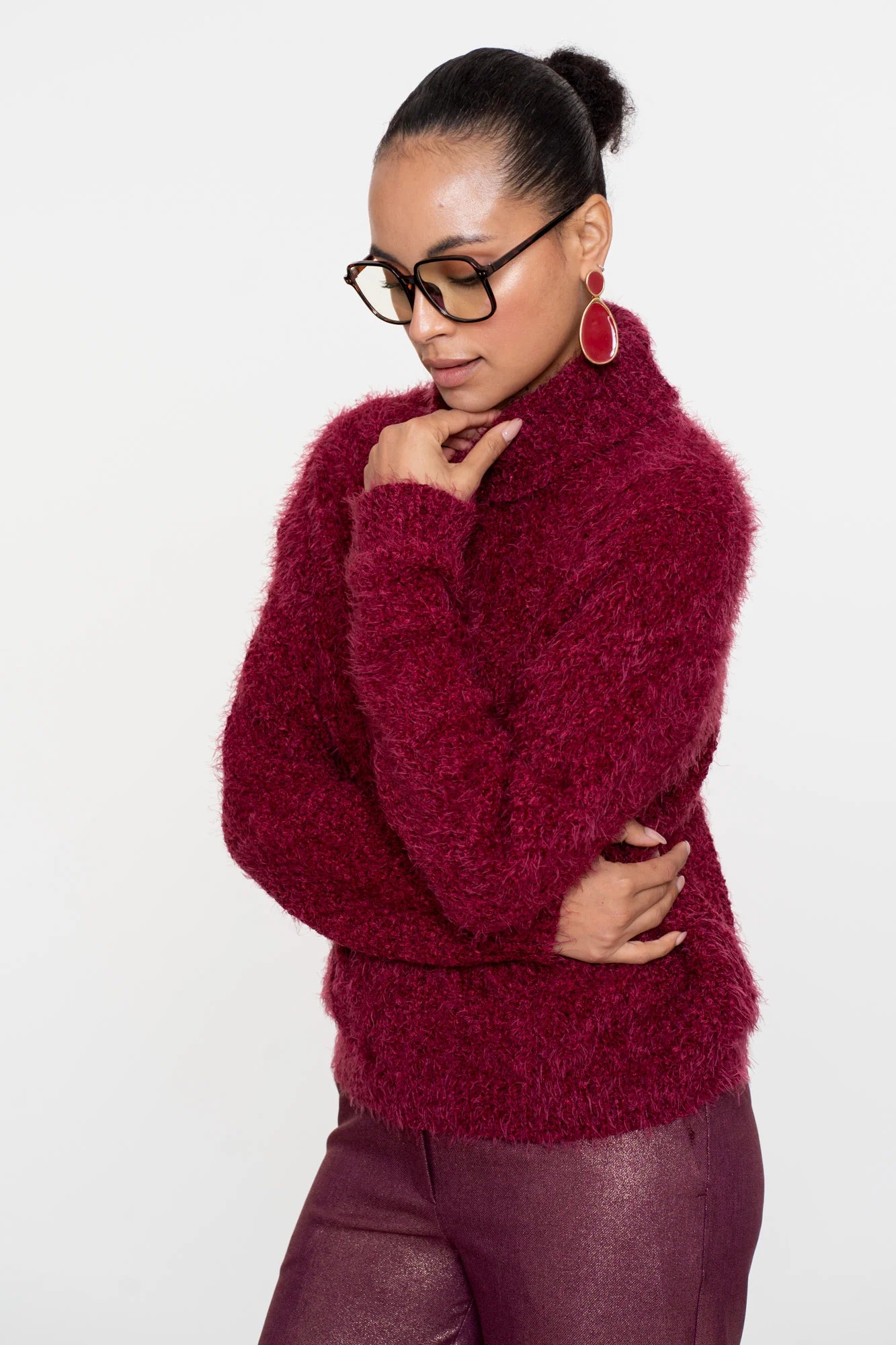 Geisha Damen Zopfpullover mit Turtleneck