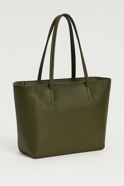 Shopper Bag in Olivgrün – Große Damen Tote Bag mit ReißverschlussS