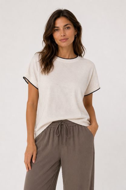 YAYA Strickoberteil Cloud Creme White Melange
