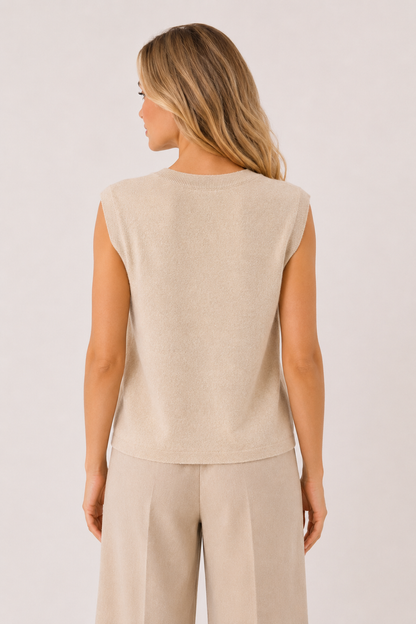 YAYA Amsterdam Strickweste Beige