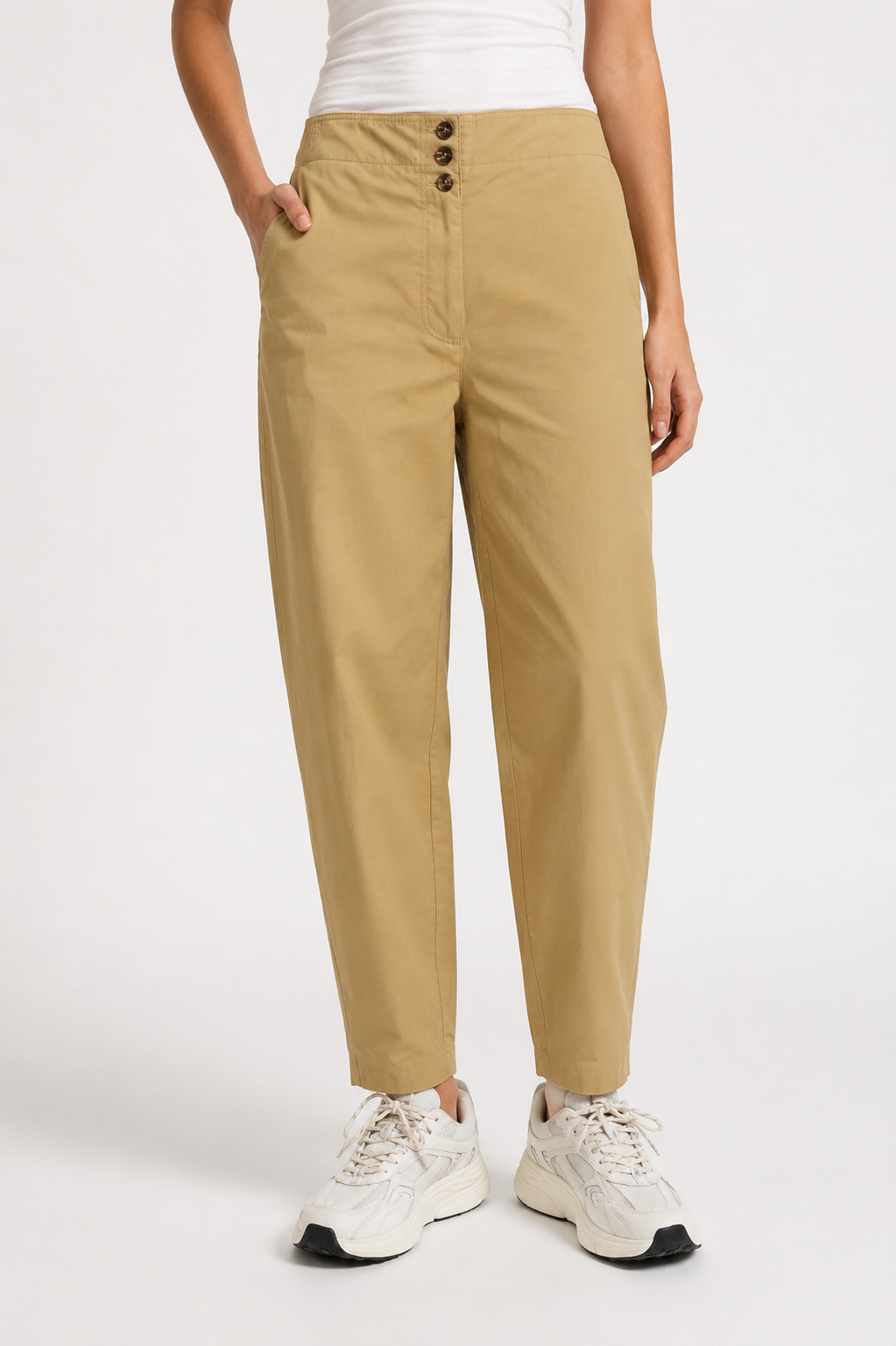 YAYA Barrel-Leg-Hose mit hohem Bund Safari Brown