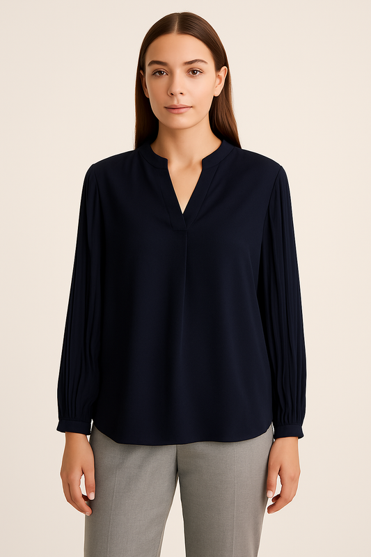 Plissee-Bluse – Navy