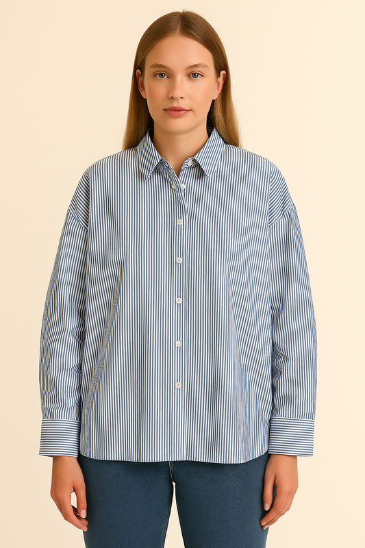 Oversize-Hemd – Blau/Weiß gestreift