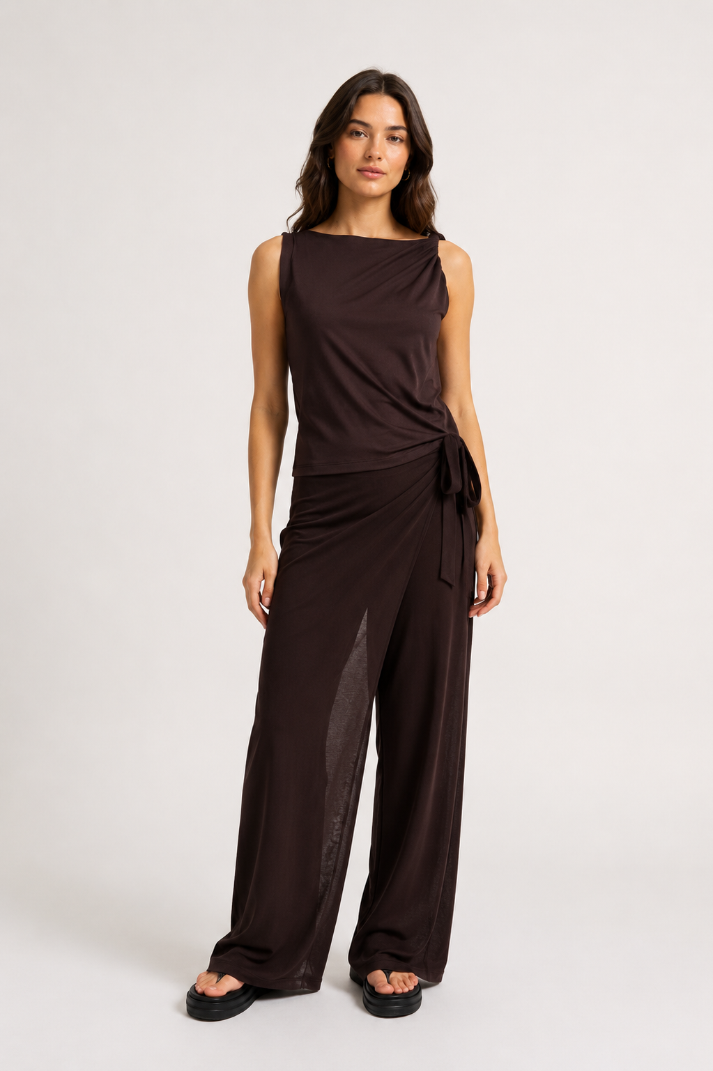 YAYA Wickelhose mit weitem Bein Aubergine Purple