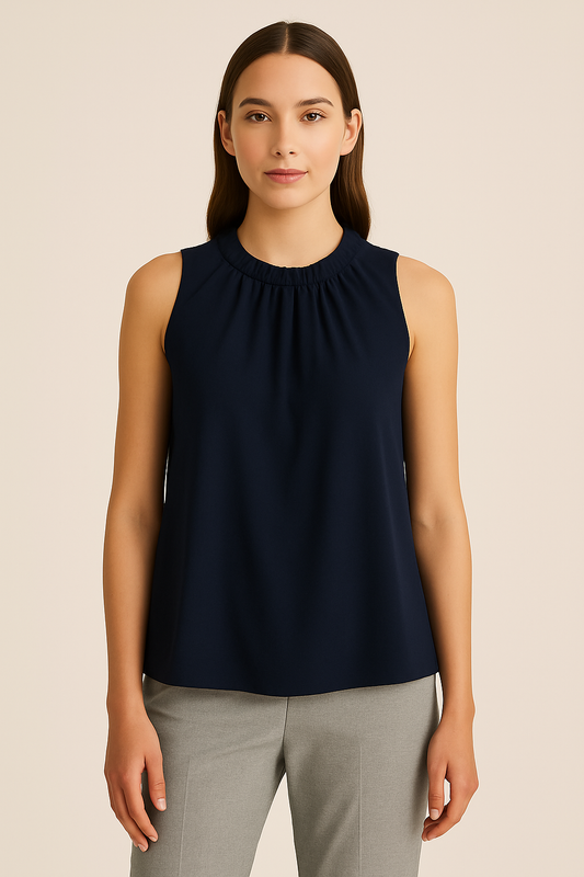 Schlupf-Top mit Bindeband – Navy