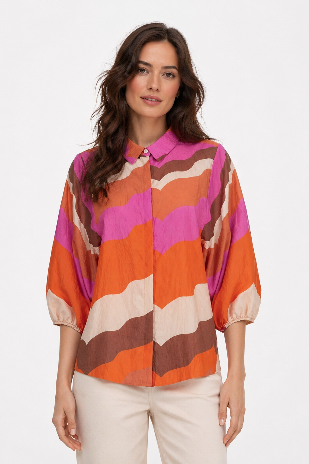 Geisha Bluse mit Wellenprint