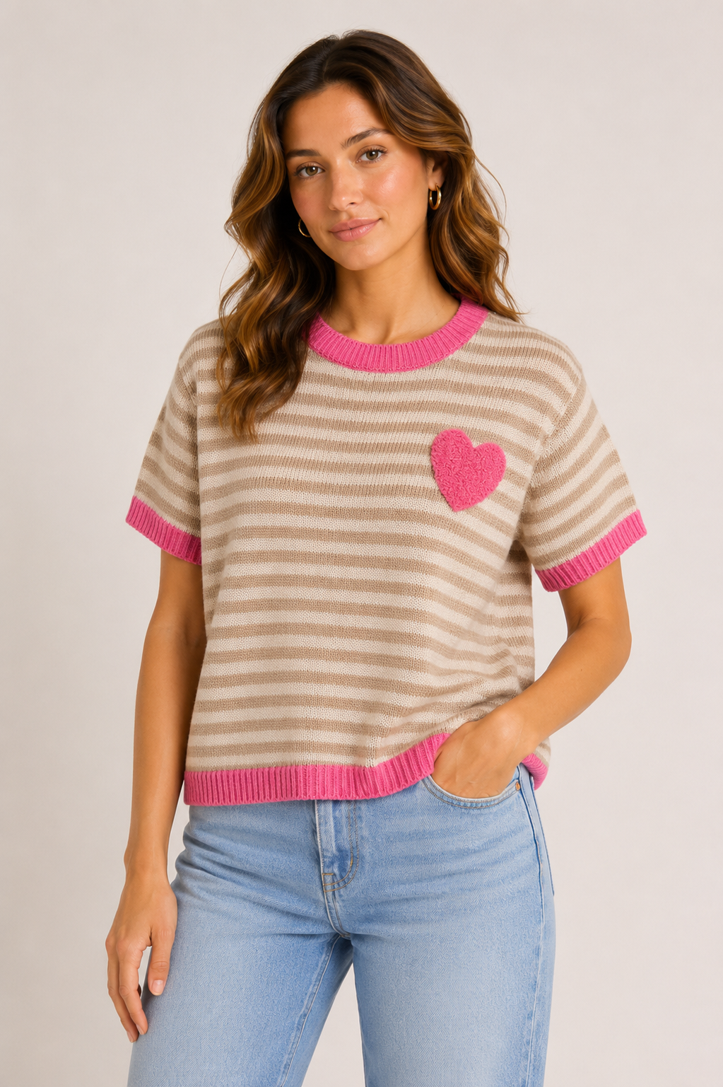Herzchen Strick T-Shirt