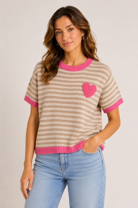 Herzchen Strick T-Shirt