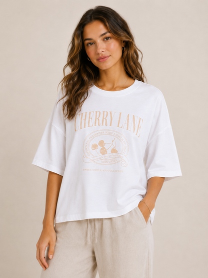 YAYA Cherry Lane Oversize-Shirt Weiß