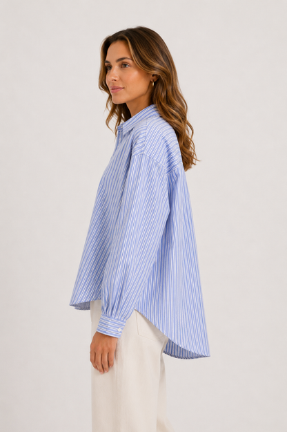 Geisha Bluse Blau Weiß gestreift