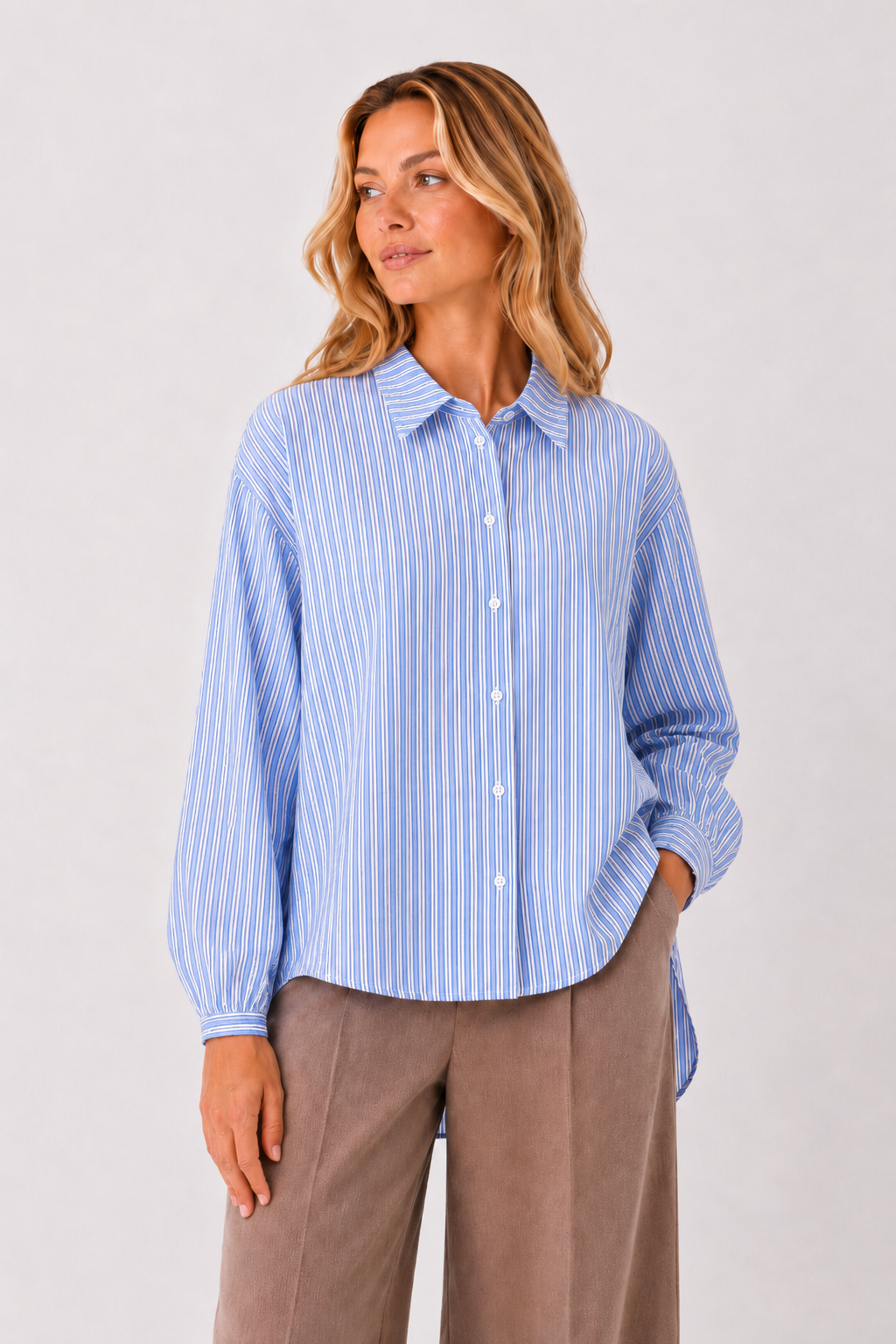 Geisha Bluse Blau Weiß gestreift