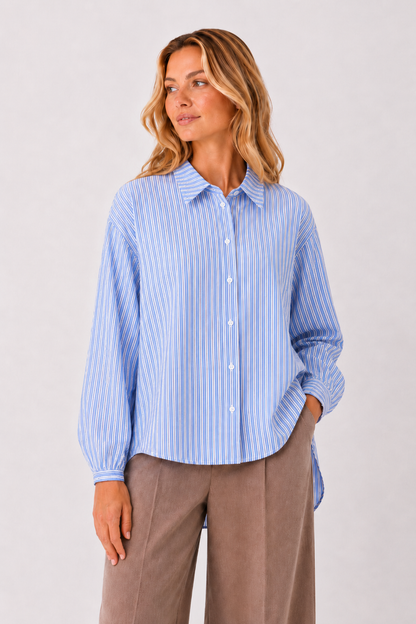 Geisha Bluse Blau Weiß gestreift