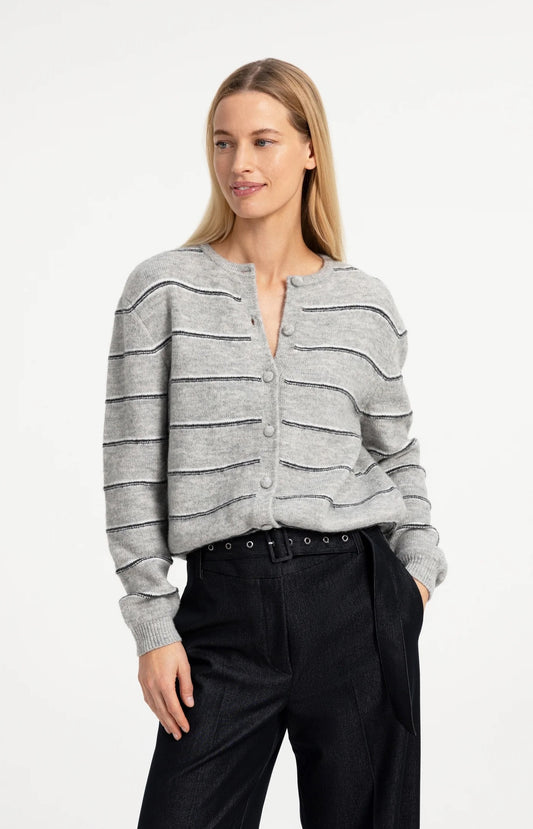Strick-Cardigan mit Streifen und Kordelzug