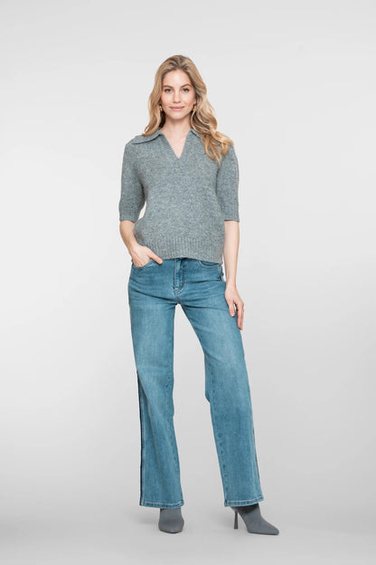 Geisha Damen-Wide-Leg-Jeans mit Seitenstreifen