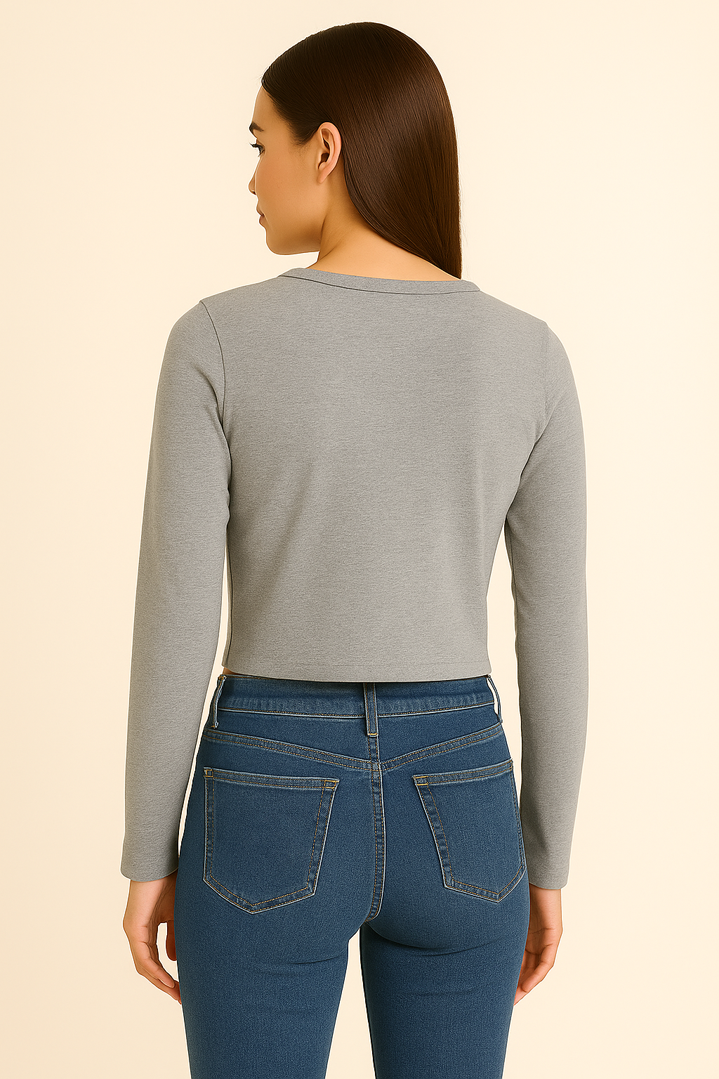 Longsleeve Crop Top Grau