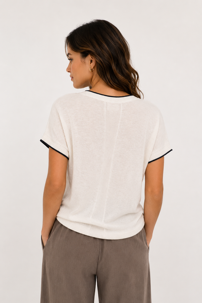 YAYA Strickoberteil Cloud Creme White Melange