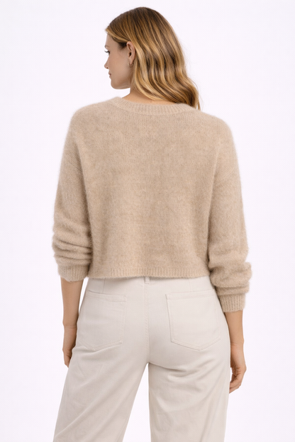 Mohair Strickpullover Beige