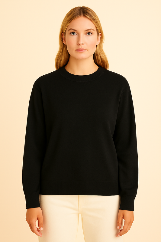 MSCH Copenhagen Strick-Sweatshirt – Schwarz | Lockerer Fit & gerippte Abschlüsse
