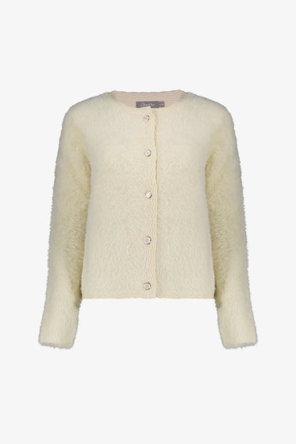 Geisha Damen-weiche Strickjacke mit Knopfleiste