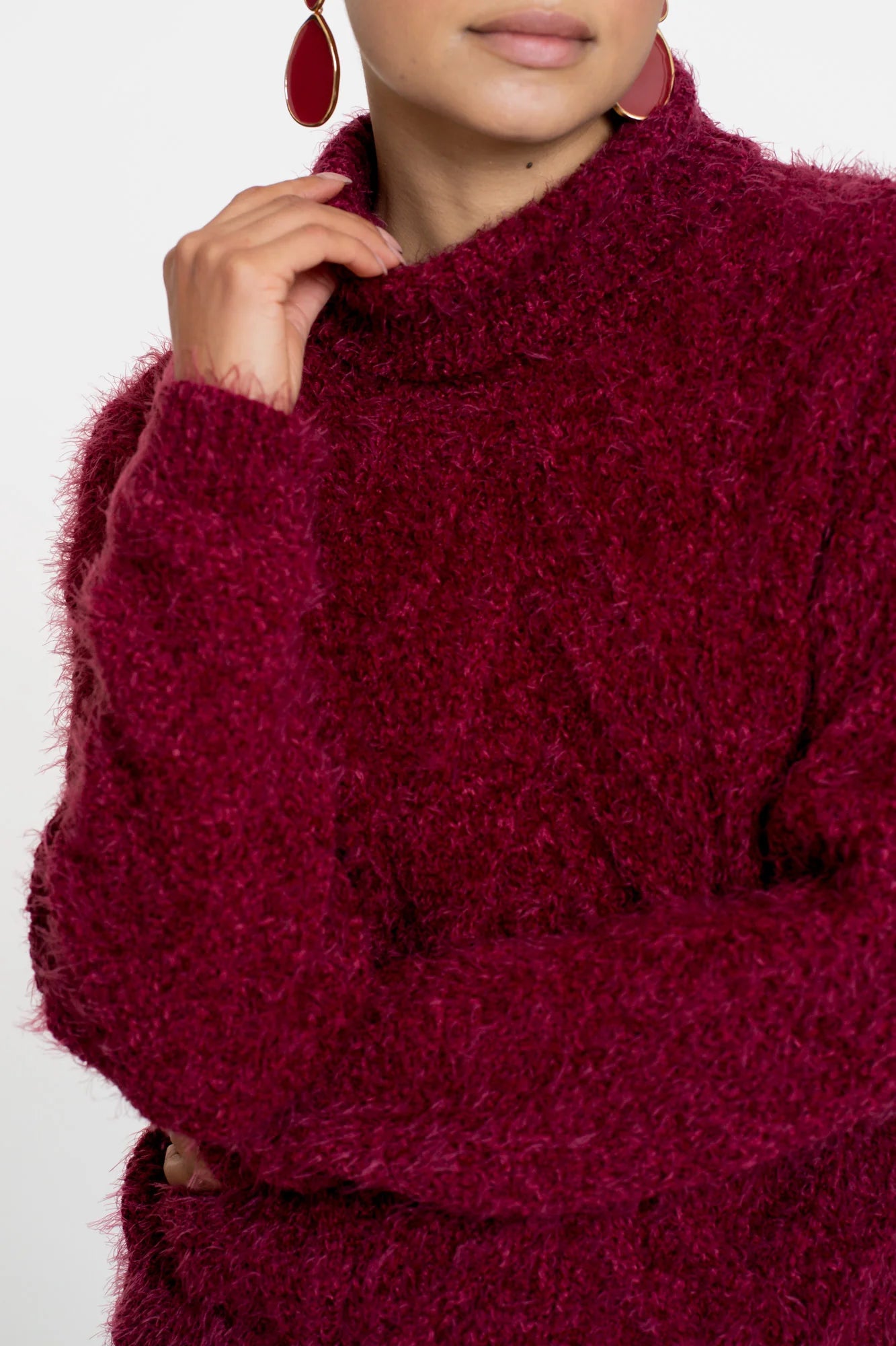 Geisha Damen Zopfpullover mit Turtleneck