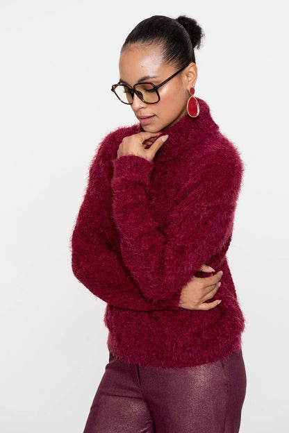 Geisha Damen Zopfpullover mit Turtleneck