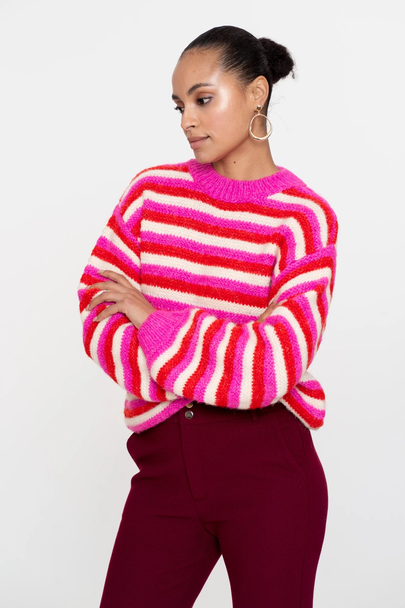 Geisha Damenpullover mit bunten Streifen