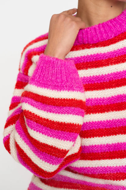 Geisha Damenpullover mit bunten Streifen