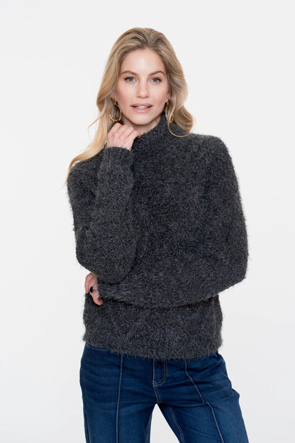 Geisha Damen Pullover aus Zopfstrick mit Rollkragen