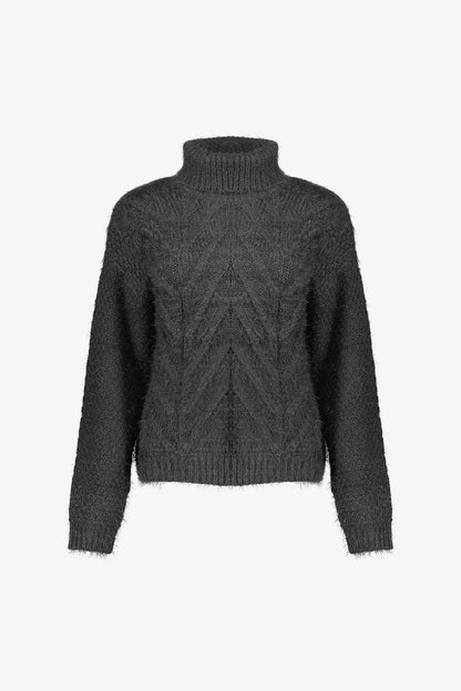 Geisha Damen Pullover aus Zopfstrick mit Rollkragen