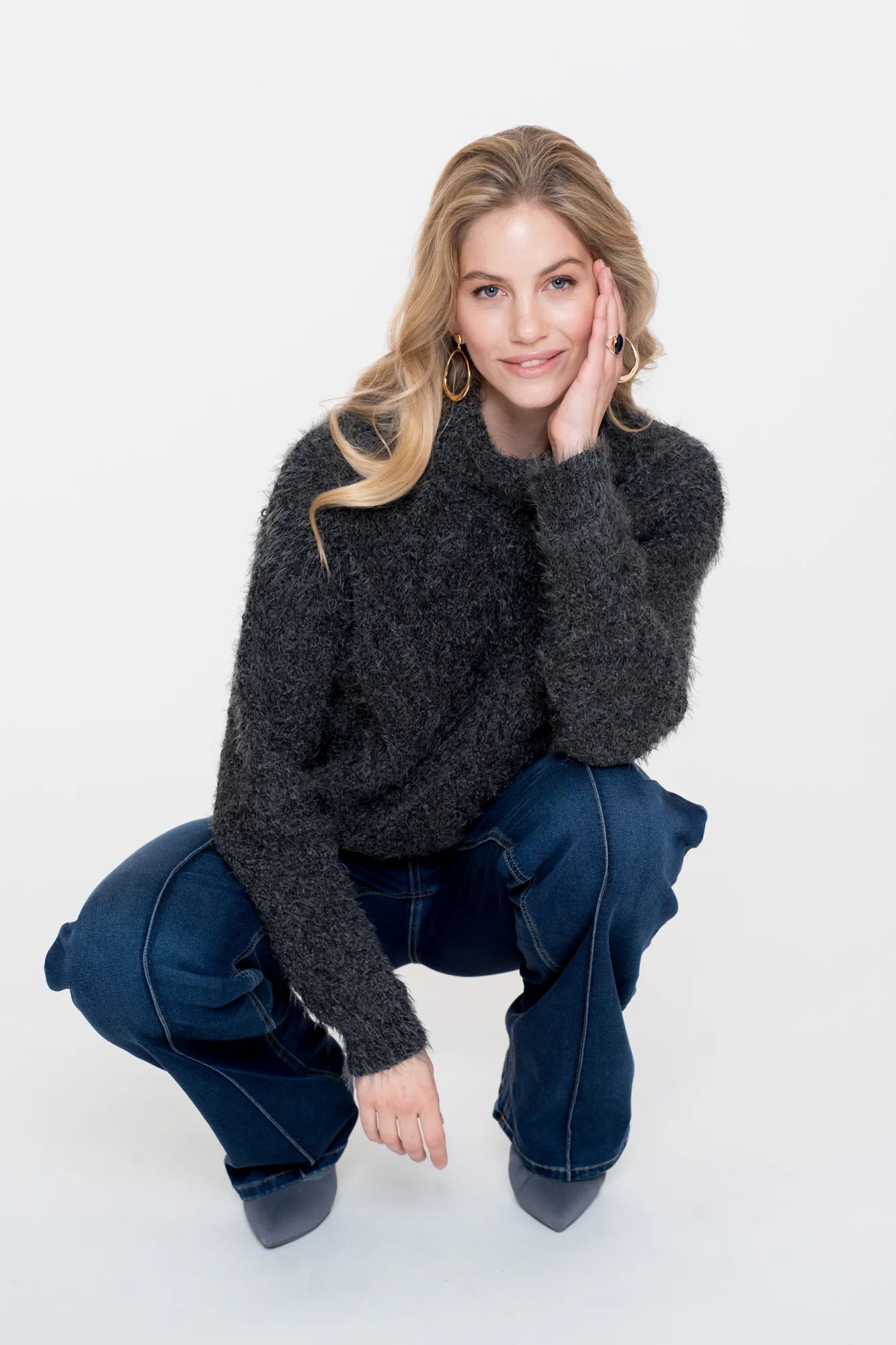 Geisha Damen Pullover aus Zopfstrick mit Rollkragen