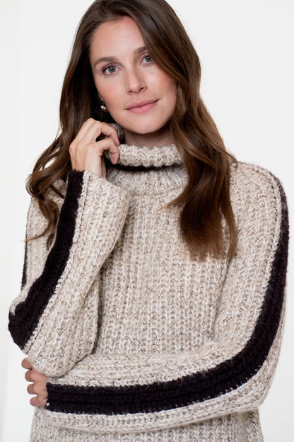 Geisha Damen Pullover aus zweifarbigem Kabelstrick