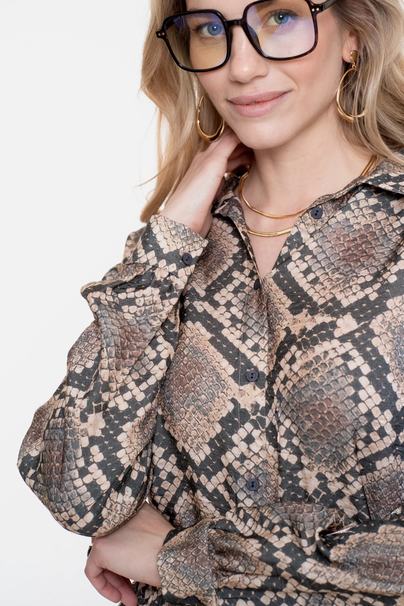 Geisha Damenbluse mit Schlangenprint