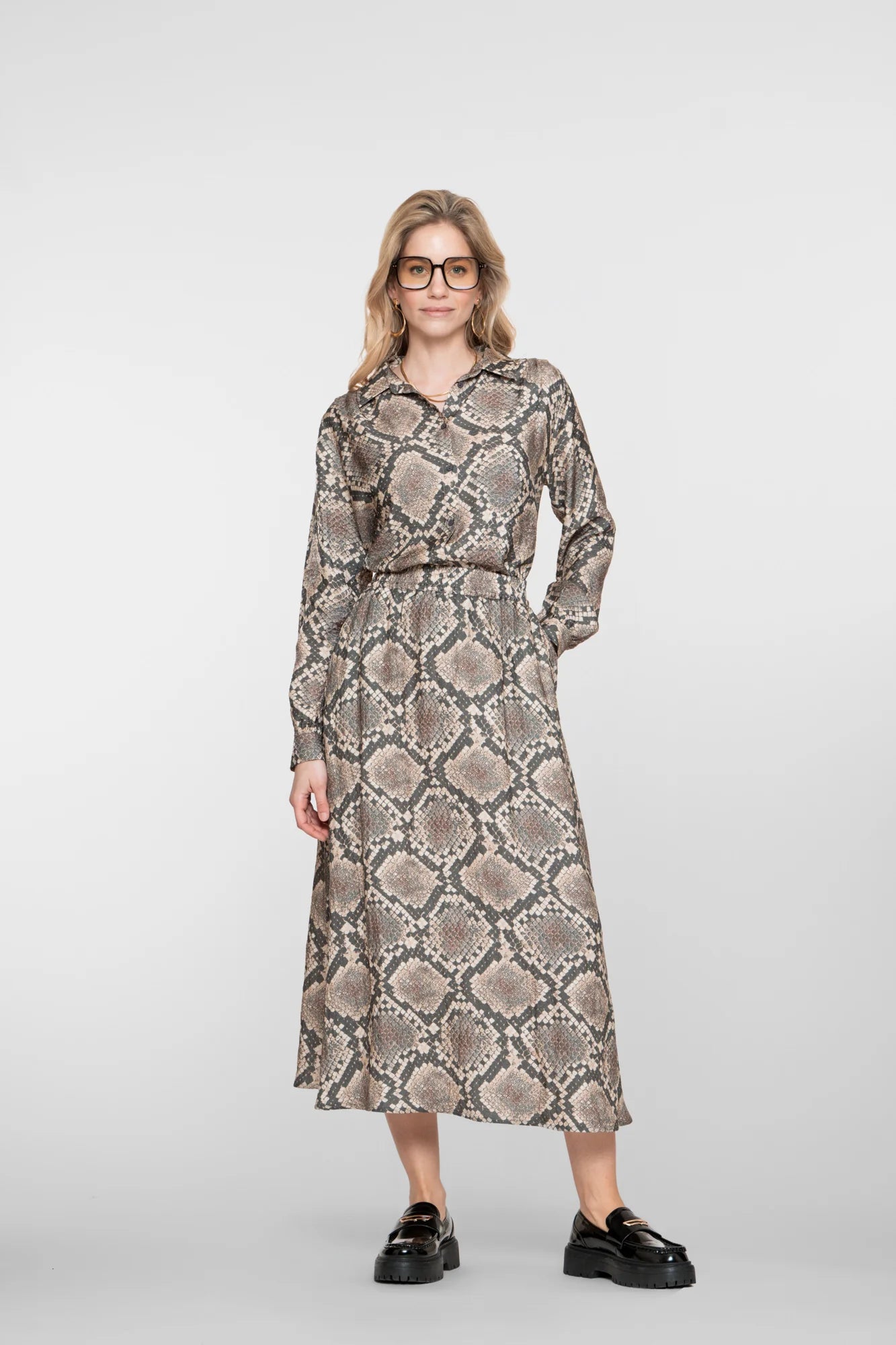 Geisha Damen-Maxirock mit Schlangenprint