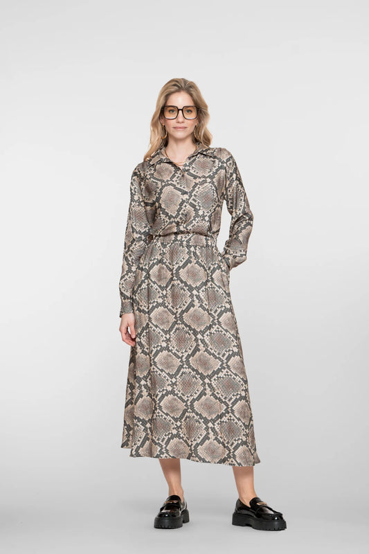 Geisha Damen-Maxirock mit Schlangenprint