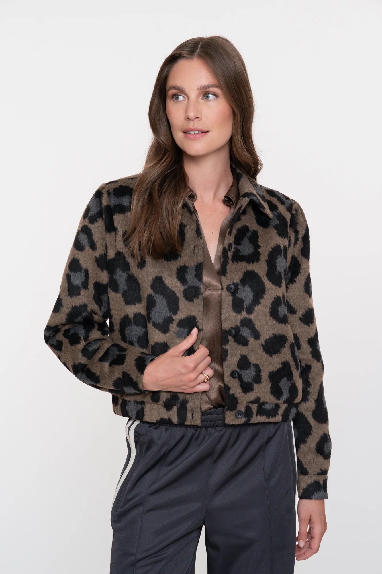 Geisha Damen-Kurzjacke mit Animalprint und klassischem Kragen