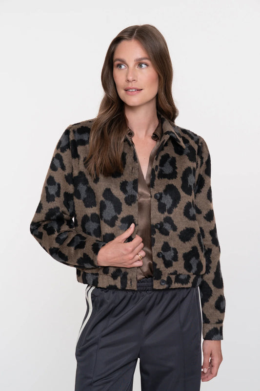 Geisha Damen-Kurzjacke mit Animalprint und klassischem Kragen