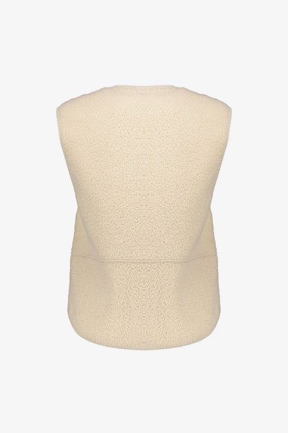 Geisha Damenweste aus Teddyfell in Creme mit Knopfleiste