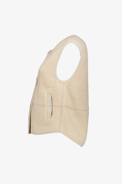 Geisha Damenweste aus Teddyfell in Creme mit Knopfleiste