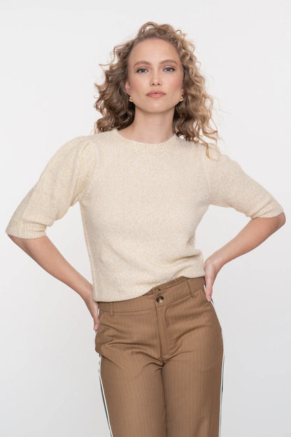 Geisha Damenstrickpullover mit 3/4-Ärmeln und Puffdetails