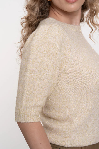 Geisha Damenstrickpullover mit 3/4-Ärmeln und Puffdetails