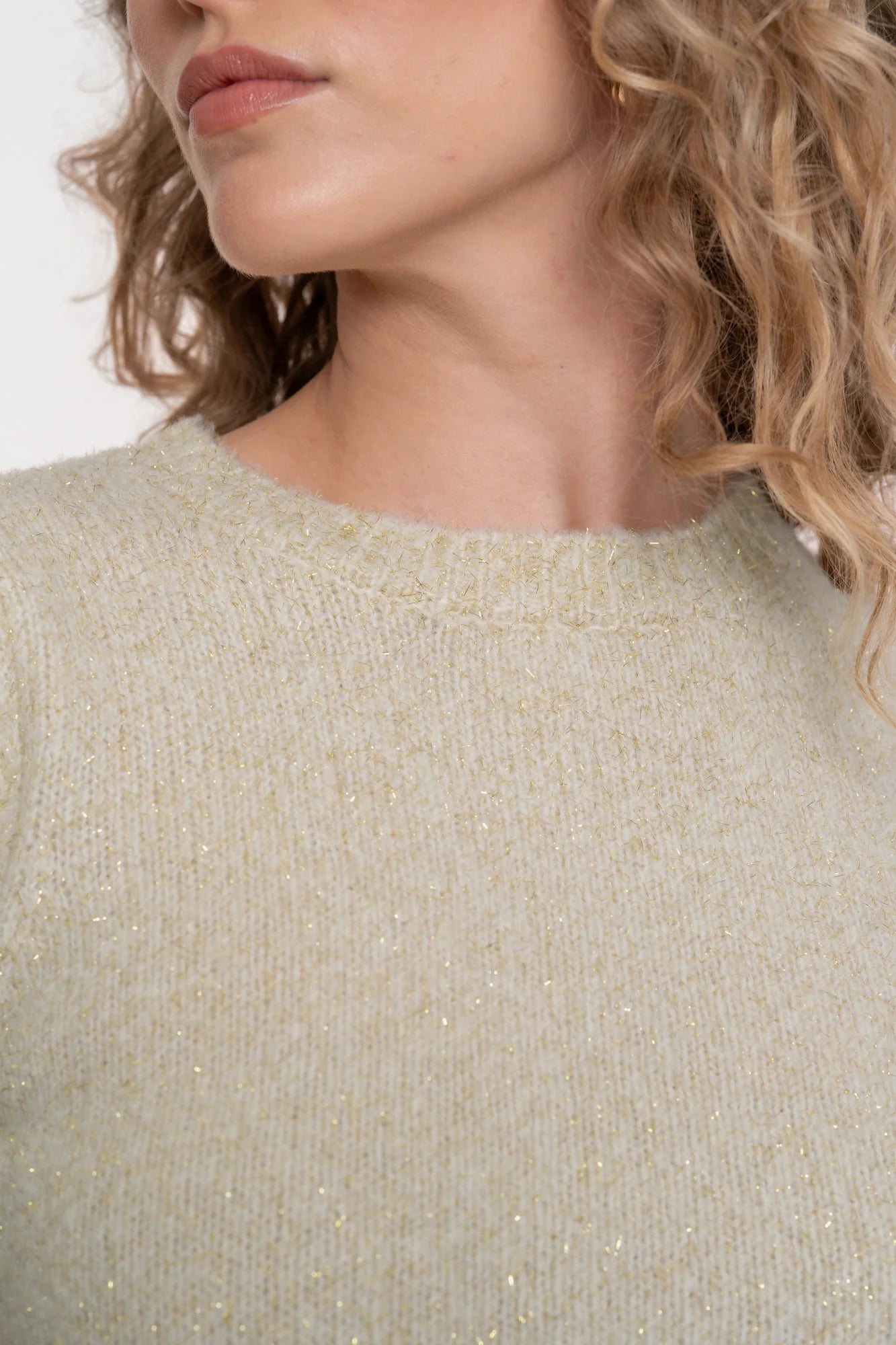 Geisha Damenstrickpullover mit 3/4-Ärmeln und Puffdetails