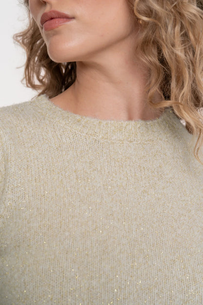 Geisha Damenstrickpullover mit 3/4-Ärmeln und Puffdetails