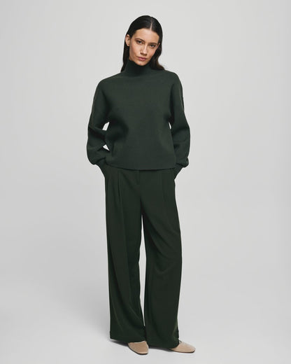 MSCH Copenhagen Hose Henrika – High-Waist Anzughose mit weitem Bein in Olivgrün