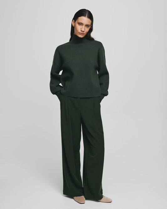 MSCH Copenhagen Hose Henrika – High-Waist Anzughose mit weitem Bein in Olivgrün